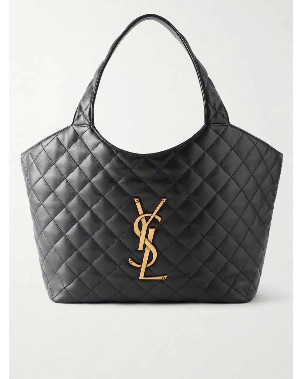 Saint Laurent Black Icare Medium Matelassé Leather Tote