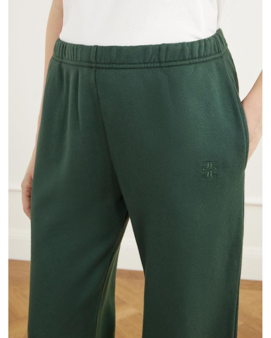 ÉTERNE Green Logo-Embroidered French Cotton And Modal-Blend Terry Tapered Track Pants