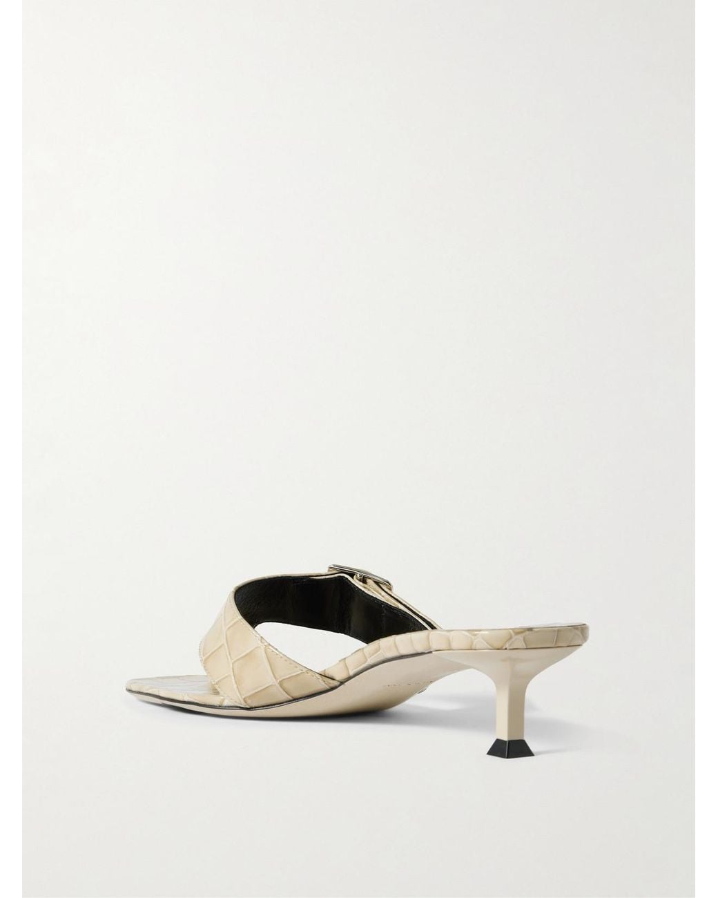 Christen Natural Helix Buckled Croc-Effect Patent-Leather Sandals