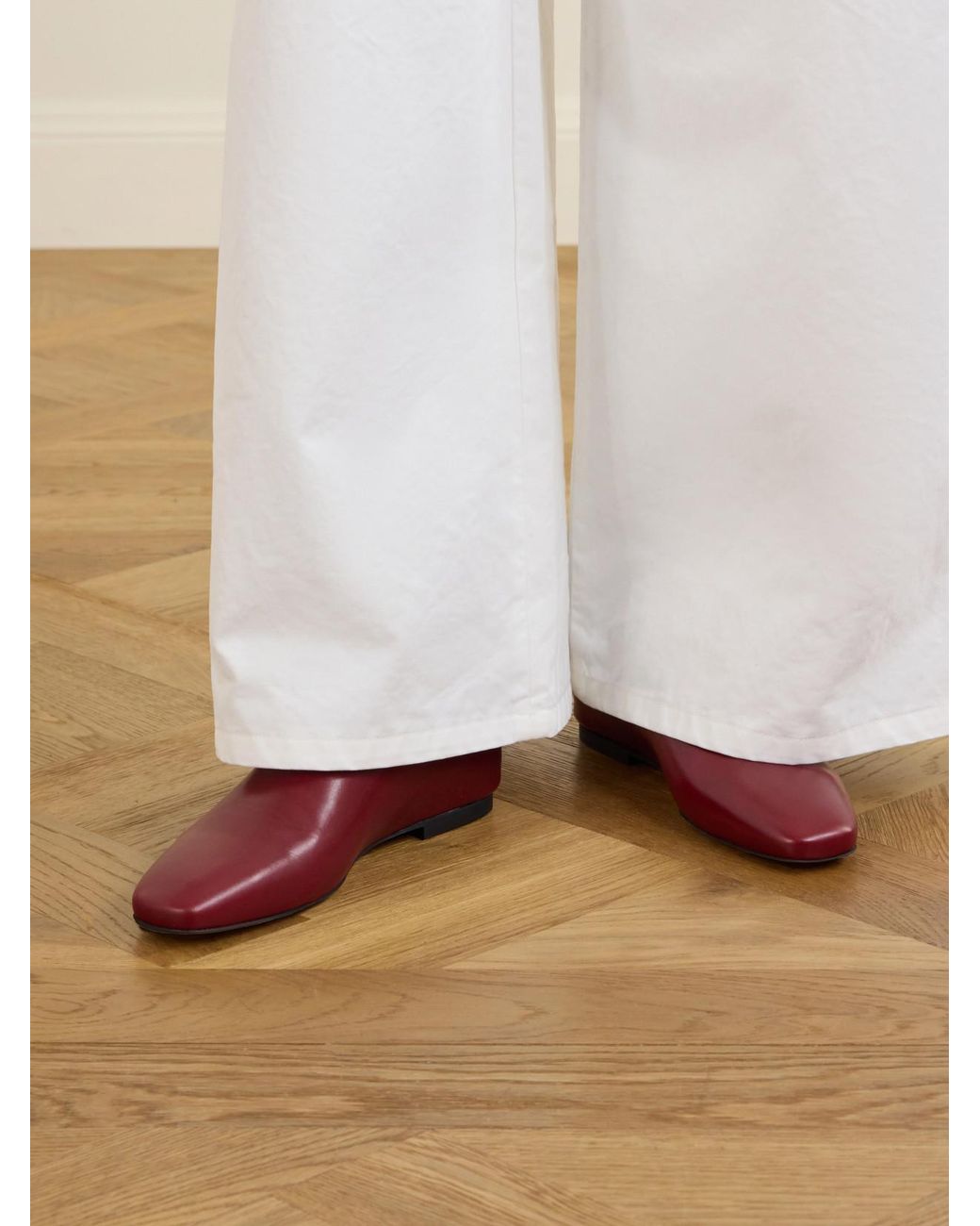 Jil Sander Red Ballerina Prince Leather Flats