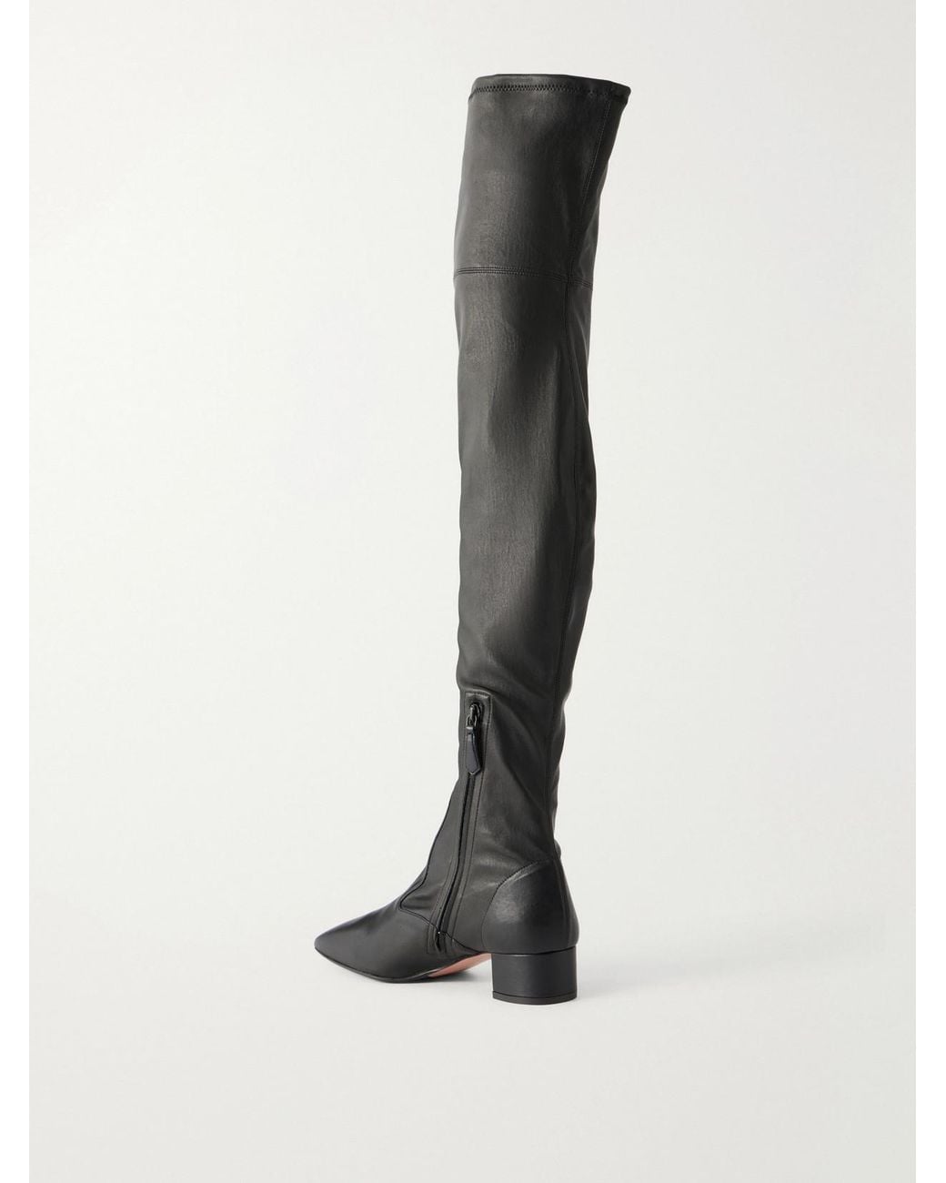 Aquazzura White Remi 35 Leather Over-The-Knee Boots