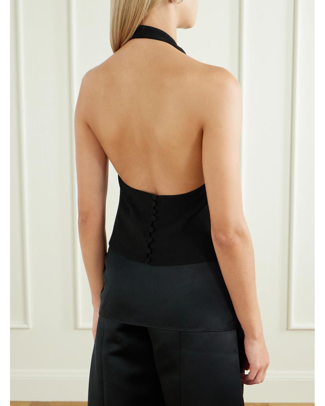 Ilkyaz Ozel Black Assisi Draped Crepe Top