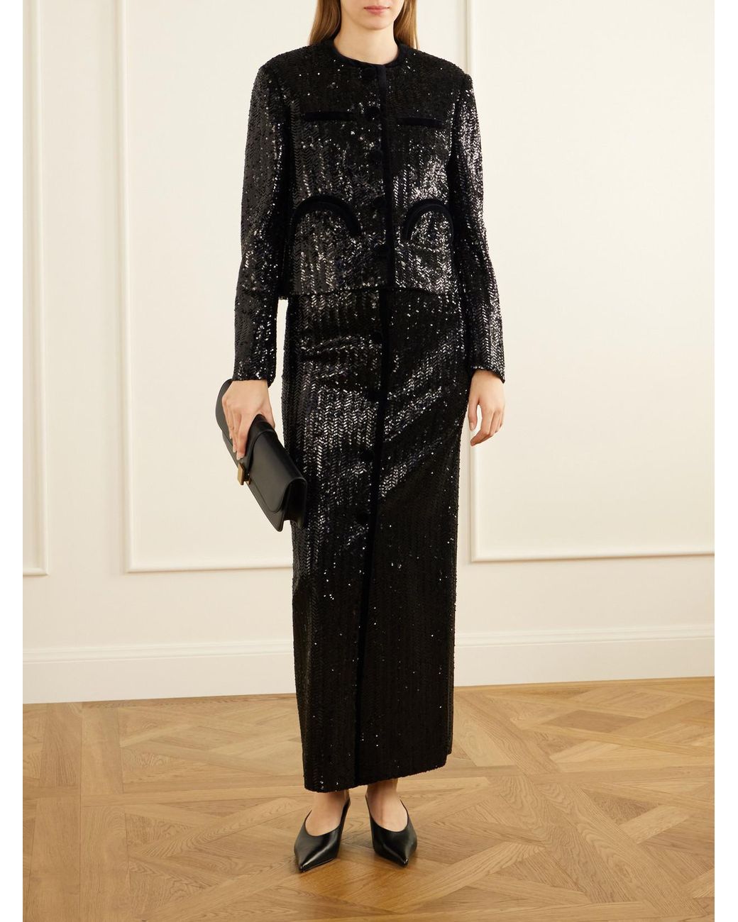Blazé Milano Black All About You Malaya Sequin-Embellished Maxi Skirt