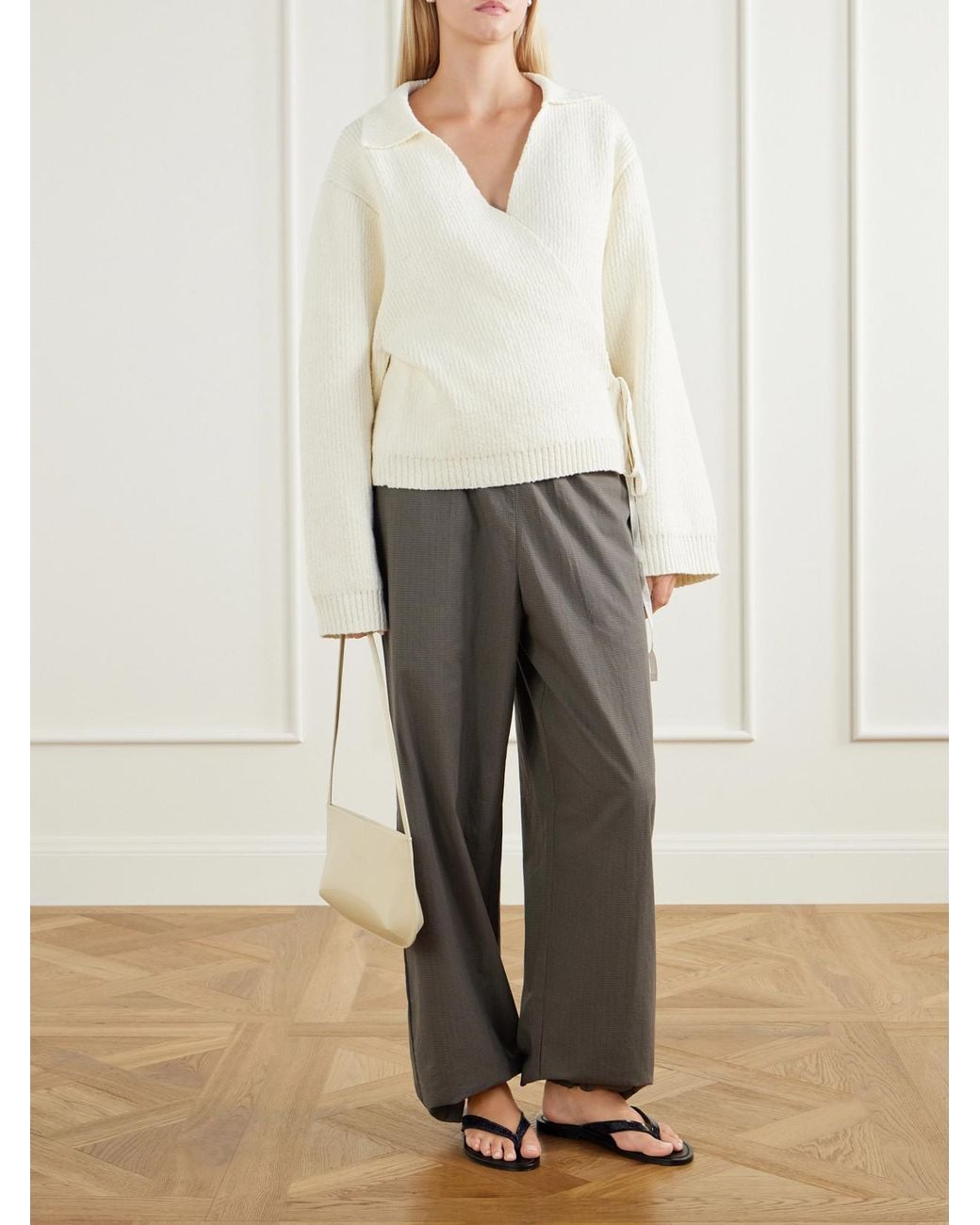 Deiji Studios White Wrap Organic Cotton Cardigan