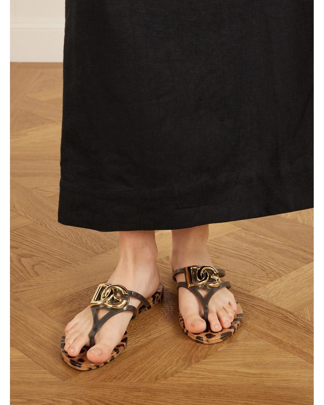 Dolce & Gabbana Multicolor Embellished Rubber Sandals