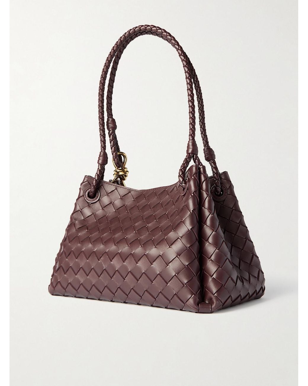 Bottega Veneta Brown Parachute Medium Intrecciato Leather Shoulder Bag