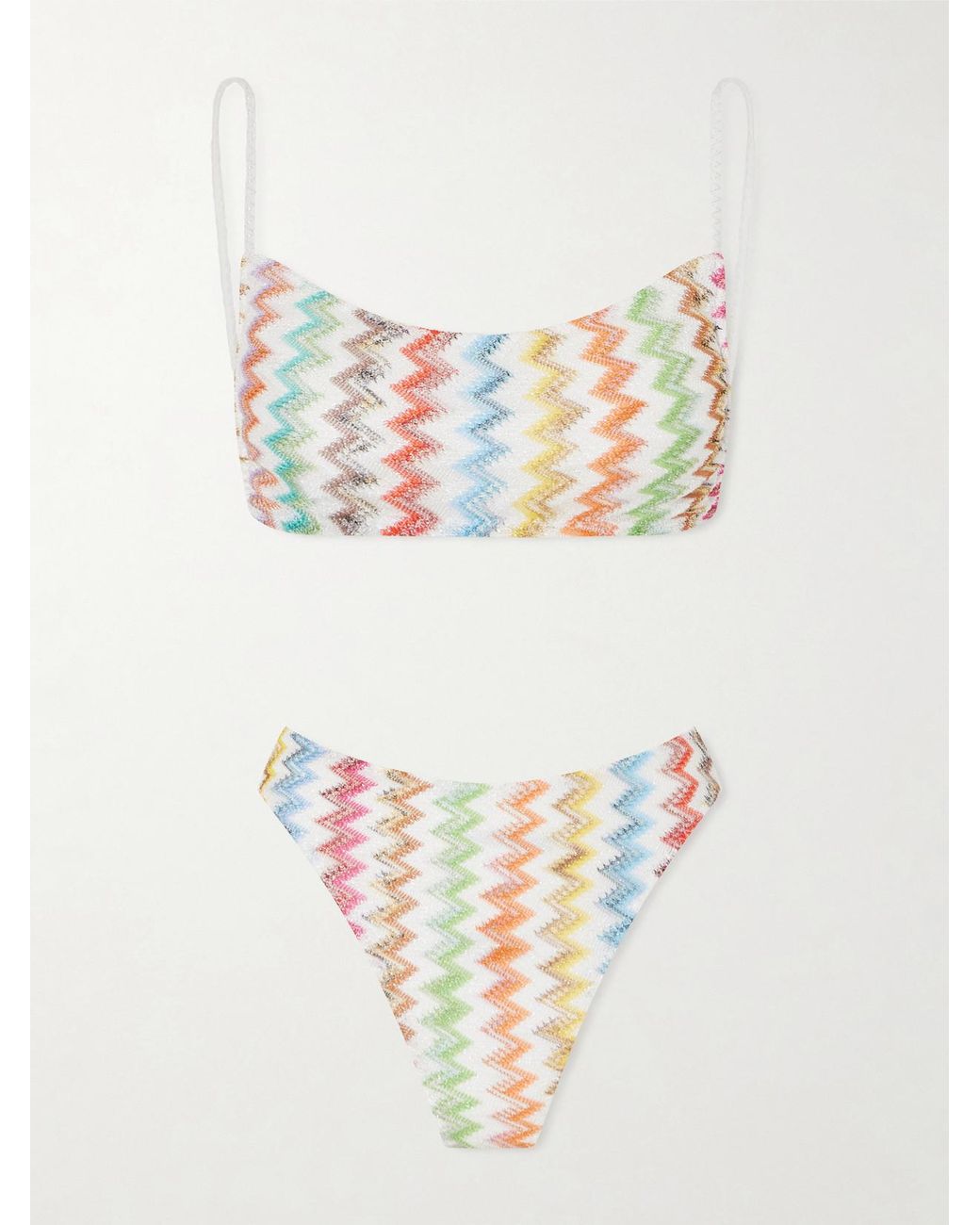 Missoni White Striped Crochet-Knit Triangle Bikini