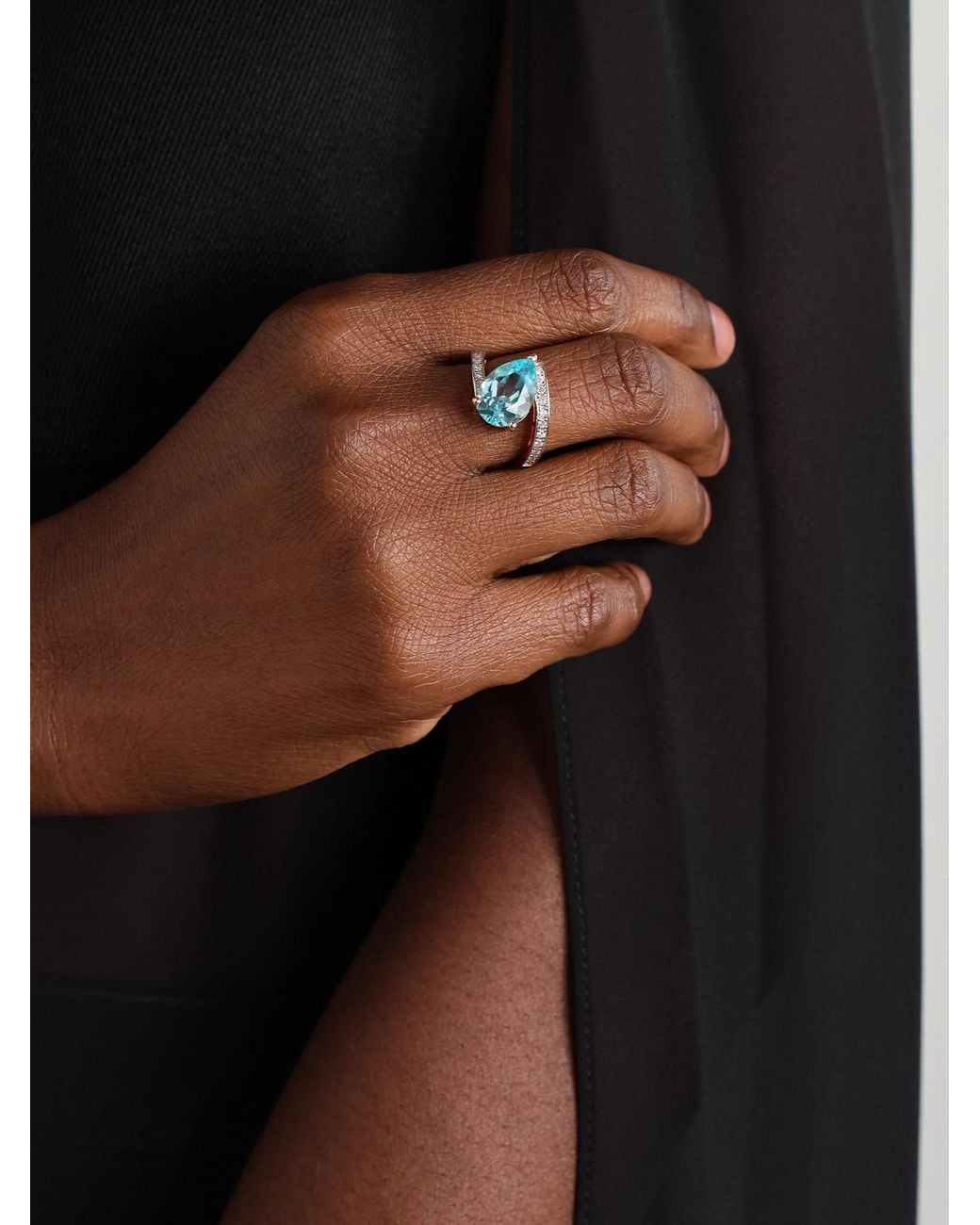 Mateo Natural Slanted 14-Karat, Topaz And Diamond Ring