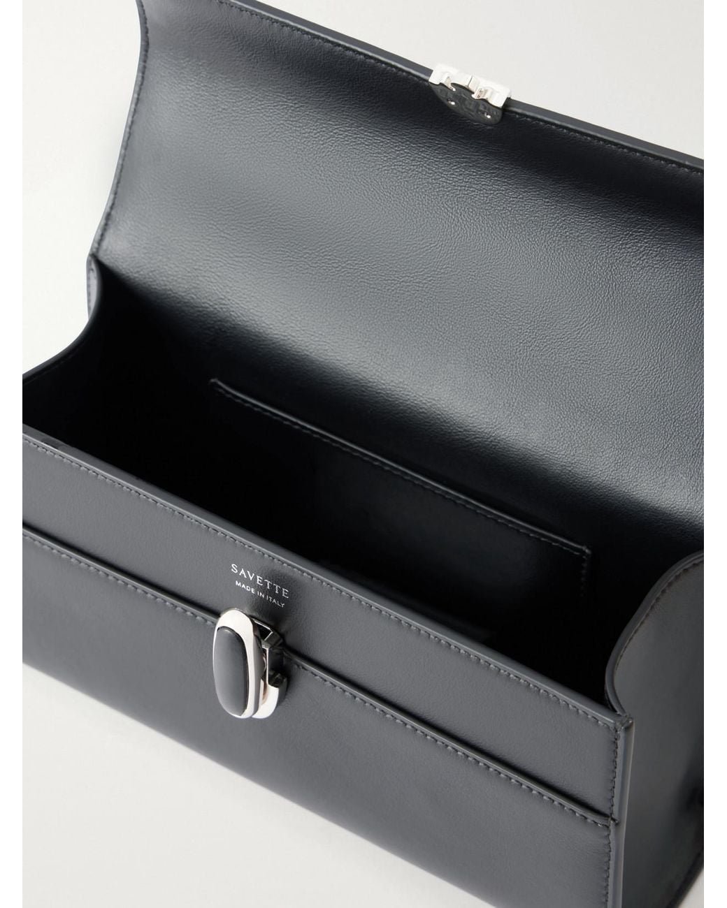 SAVETTE Blue Symmetry Pochette Leather Top-Handle Bag