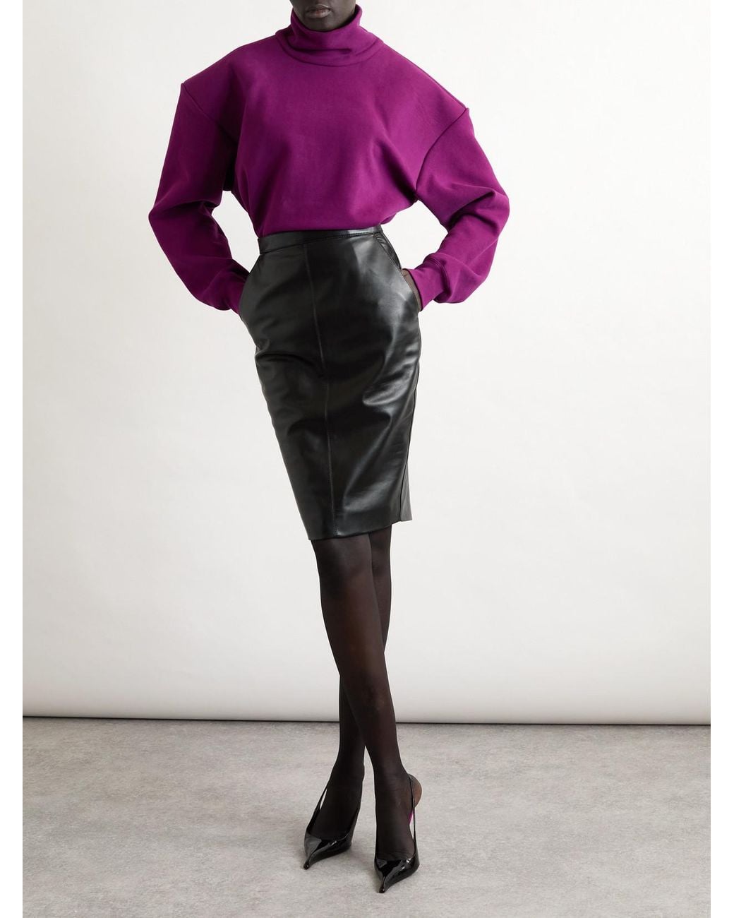 Saint Laurent Black Leather Skirt