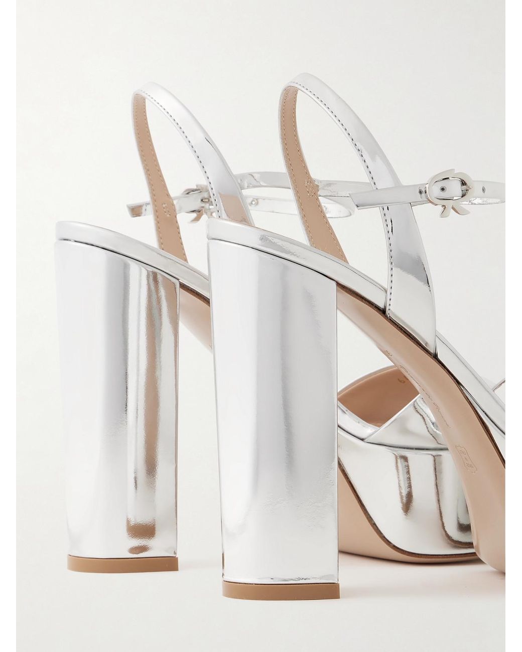 Gianvito Rossi Natural Marlena 85 Mirrored-Leather Platform Sandals