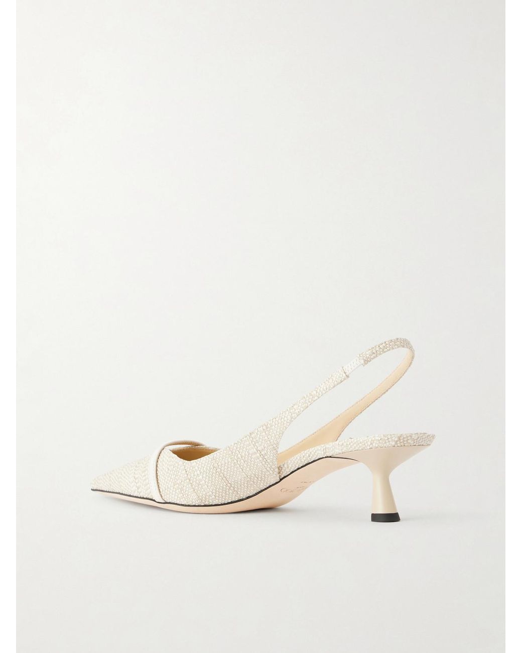 Jimmy Choo Natural Amita 45 Pearl-Embellished Slingback Pumps