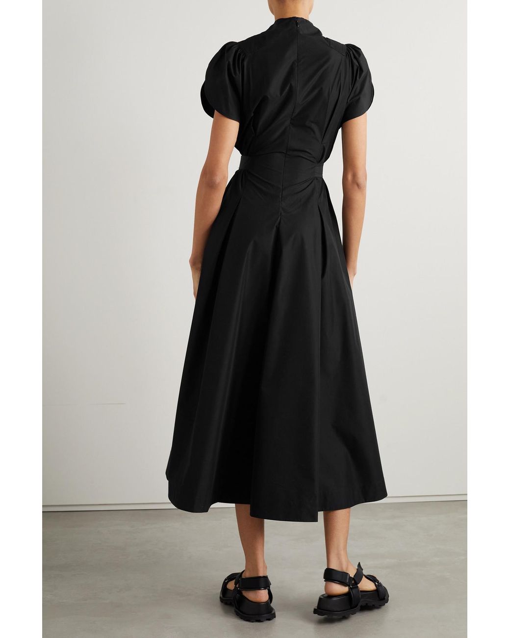 3.1 Phillip Lim Pleated Cotton-blend Poplin Midi Dress in Black | Lyst