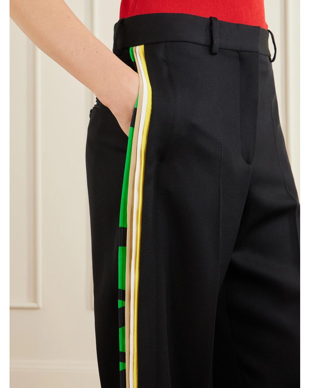 Loewe Black Striped Wool Straight-Leg Pants