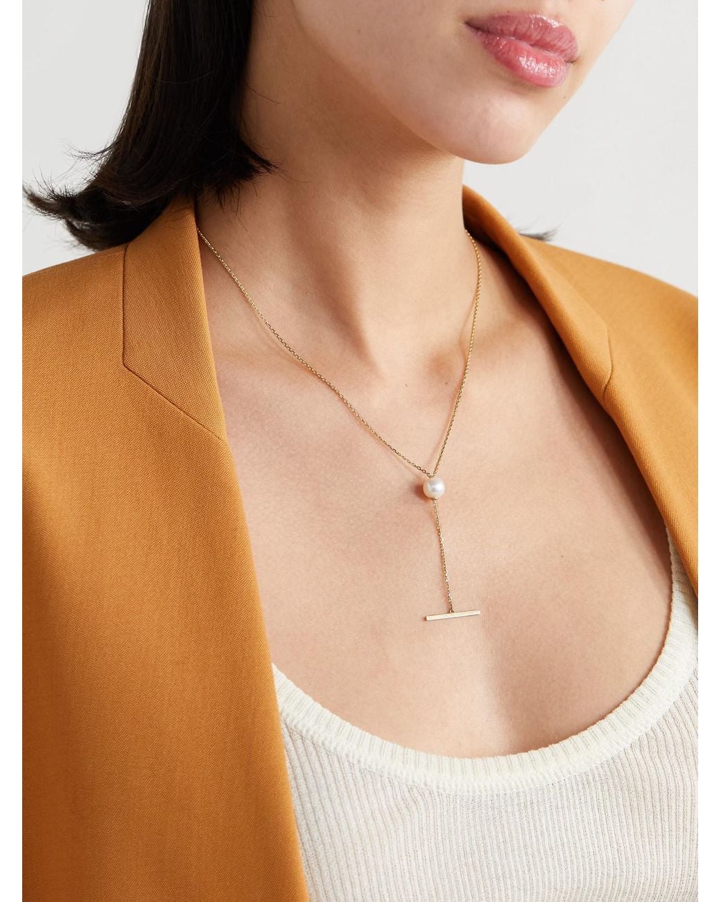 Mizuki Natural 14-Karat Pearl Necklace