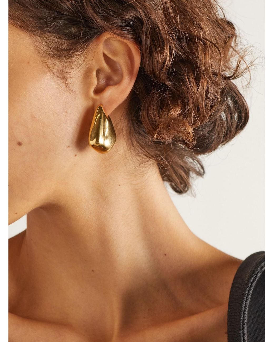 Bottega Veneta Natural Tone Hoop Earrings