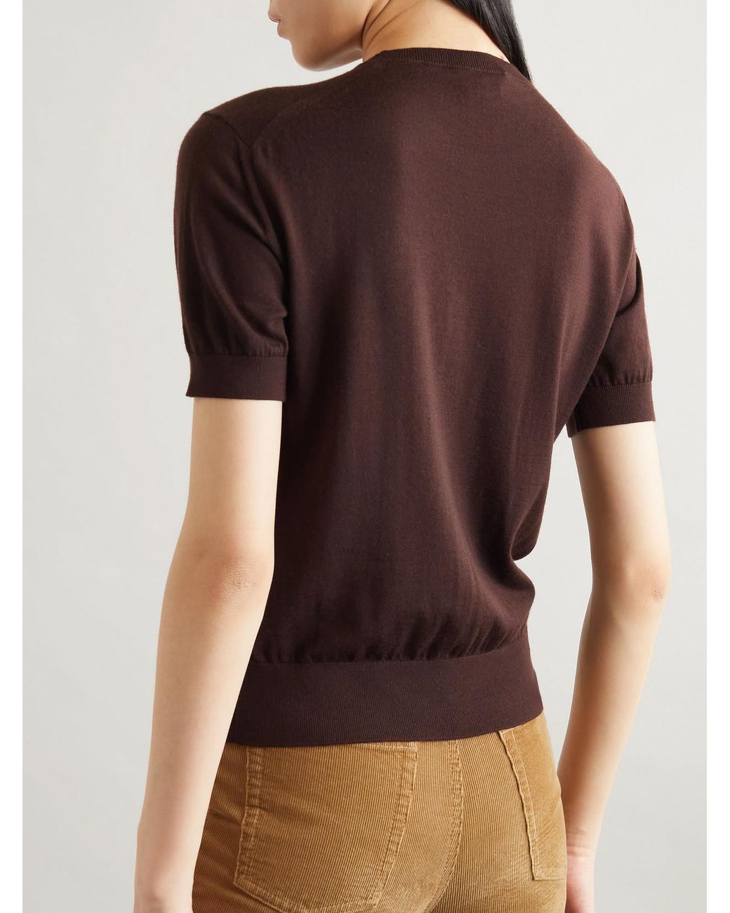 Saint Laurent Brown Cropped Wool T-Shirt
