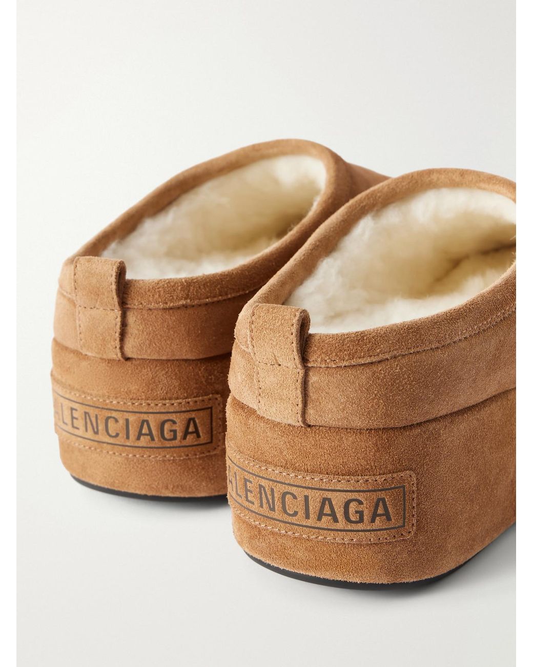 Balenciaga Natural Alaska Platform Suede Mules