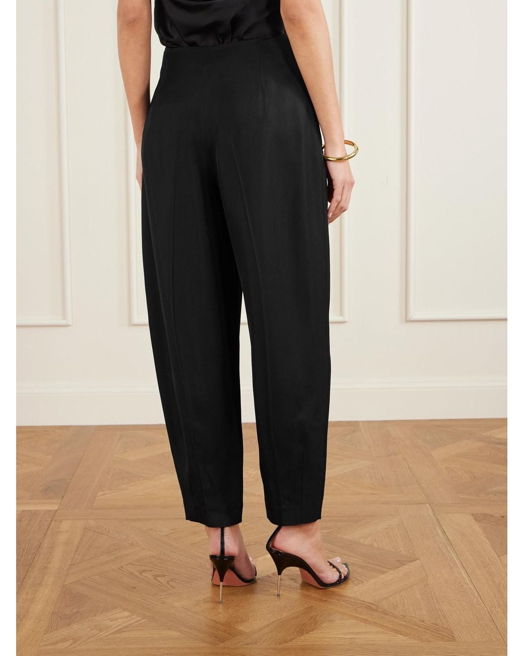 FFORME Black Yvette Twill Barrel-Leg Pants