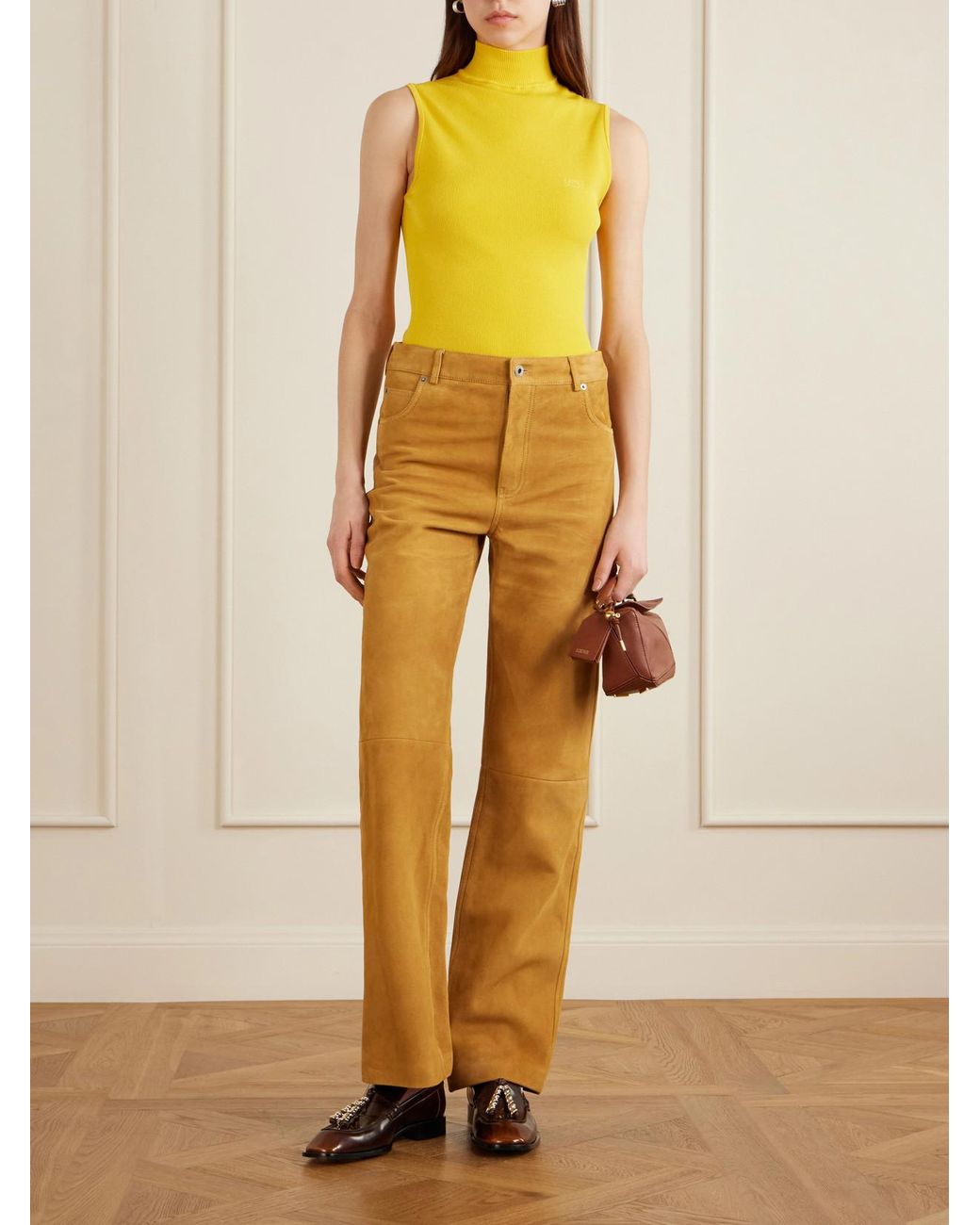 Loewe Brown Featherlight Puzzle Mini Textured-Leather Top-Handle Bag