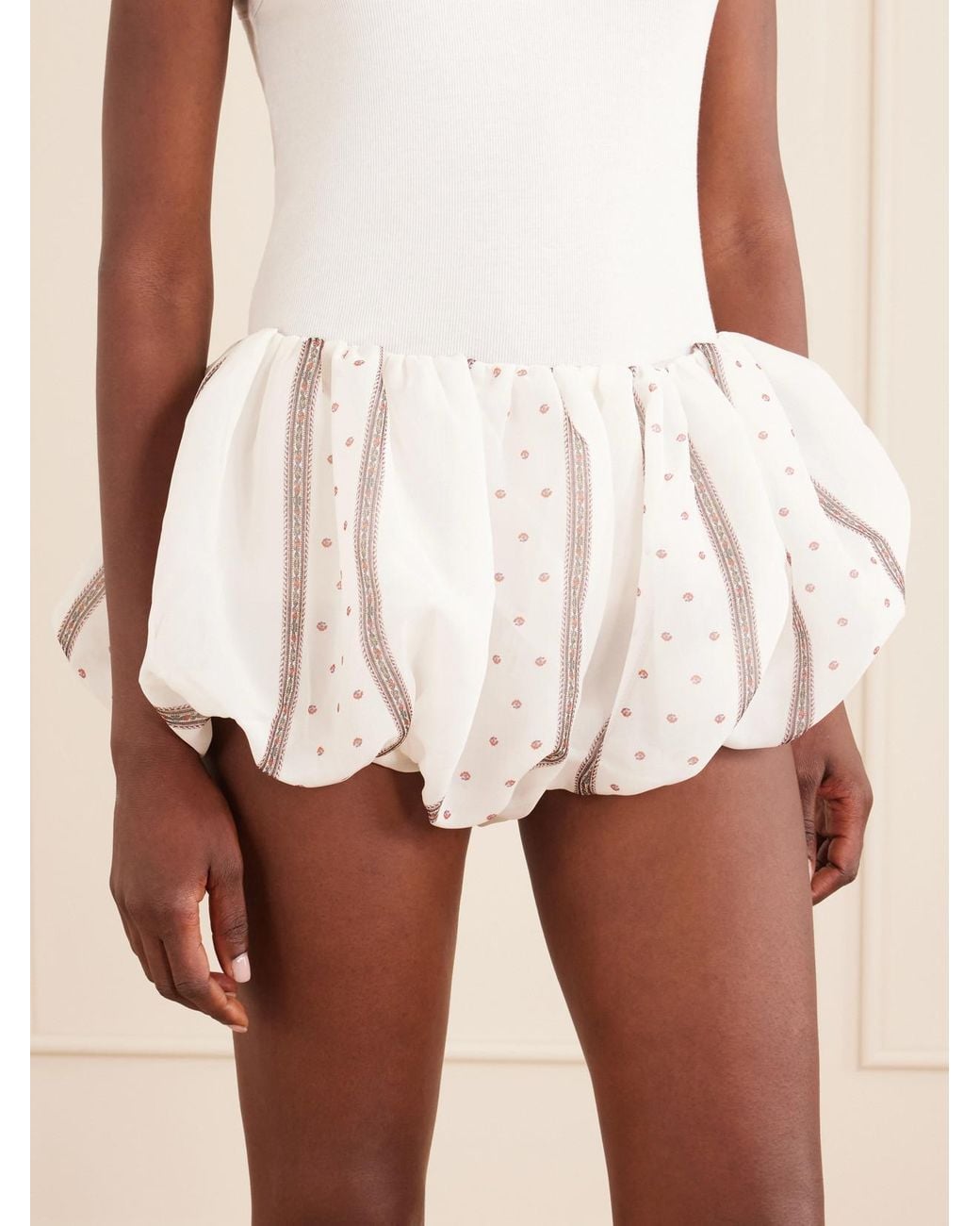 LIBEROWE Natural Polka-Dot Gathered Silk-Chiffon Shorts
