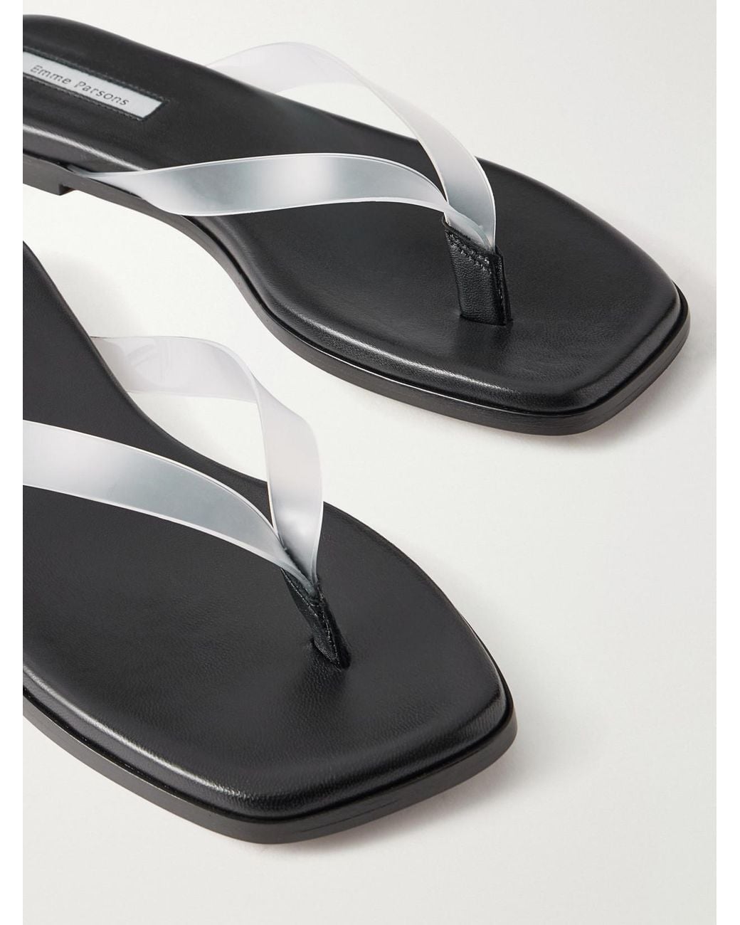 Emme Parsons Black Meta Leather Thong Sandals