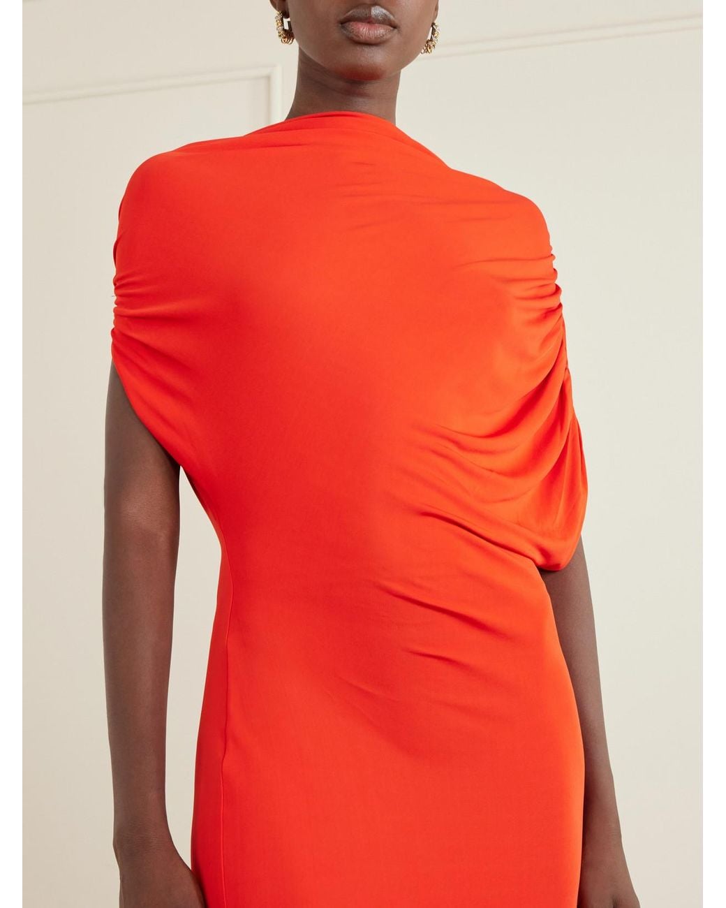 Alex Perry Red Draped Jersey Gown