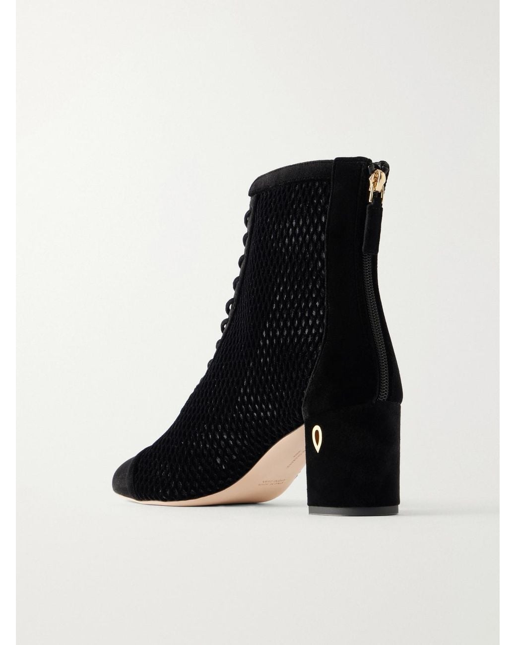 JENNIFER CHAMANDI Black Dan 65 Velvet-Trimmed Mesh Ankle Boots