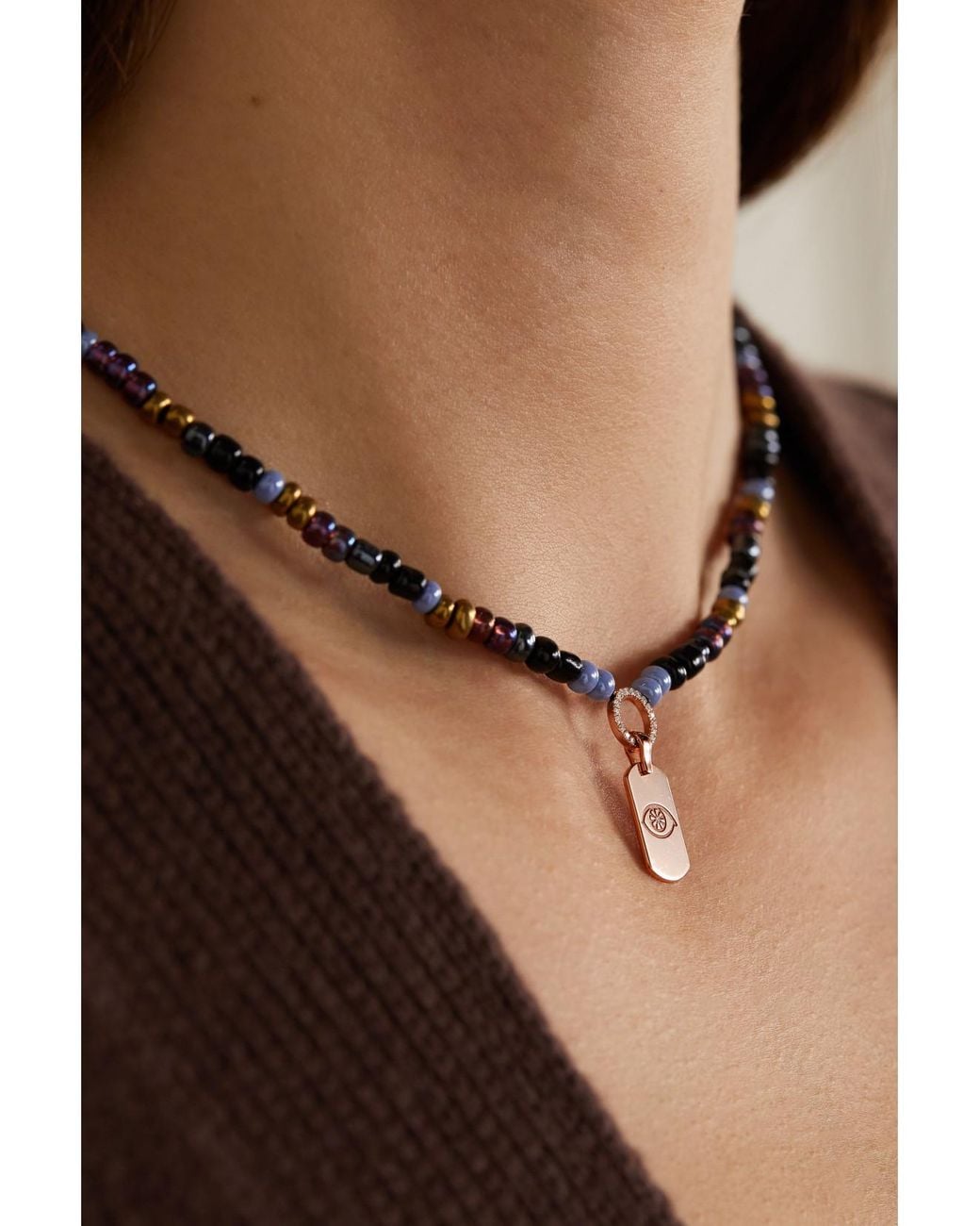 Diane Kordas White Evil Eye 14-Karat Rose, Bead And Diamond Necklace