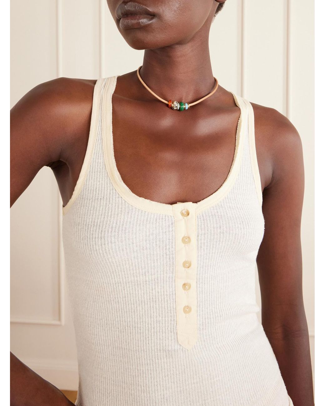 Roxanne Assoulin Natural The Leather Stone-Tone, Multi-Stone And Leather Necklace