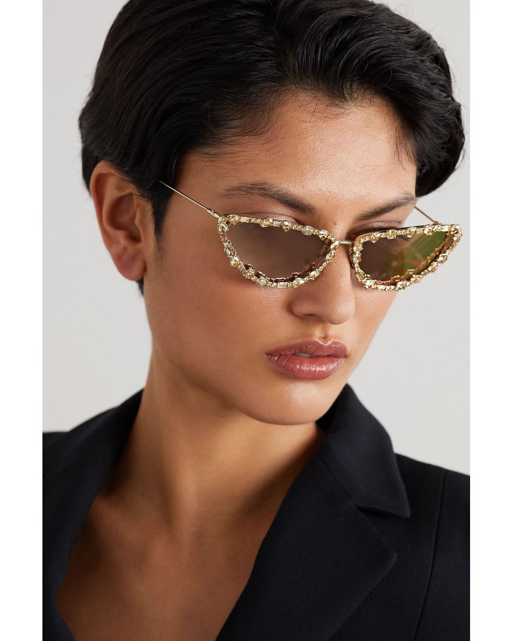 Dior Missdior B1u Cat-eye Crystal-embellished Gold-tone Sunglasses in  Natural | Lyst