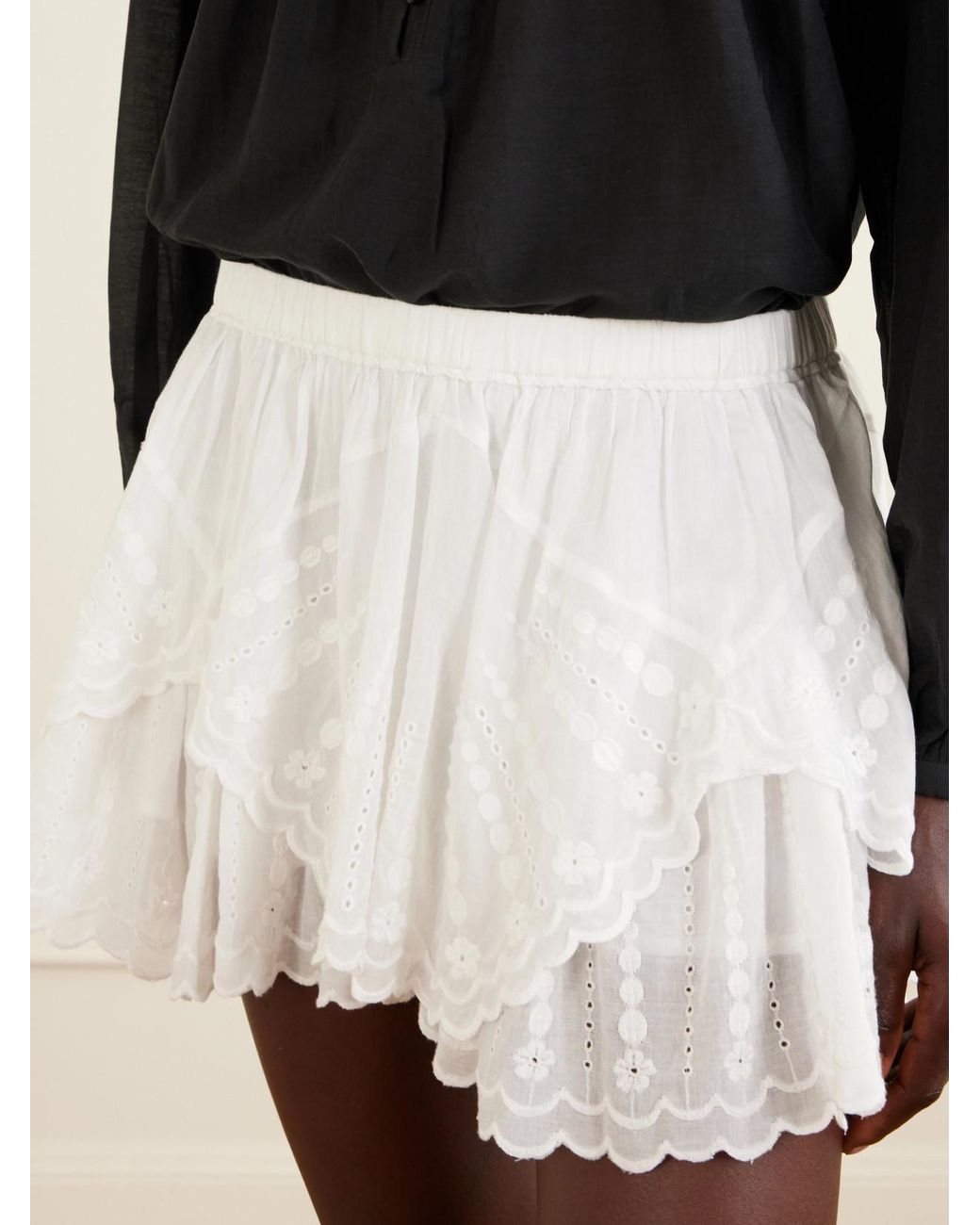 Isabel Marant White Layle Broderie Anglaise Cotton Shorts