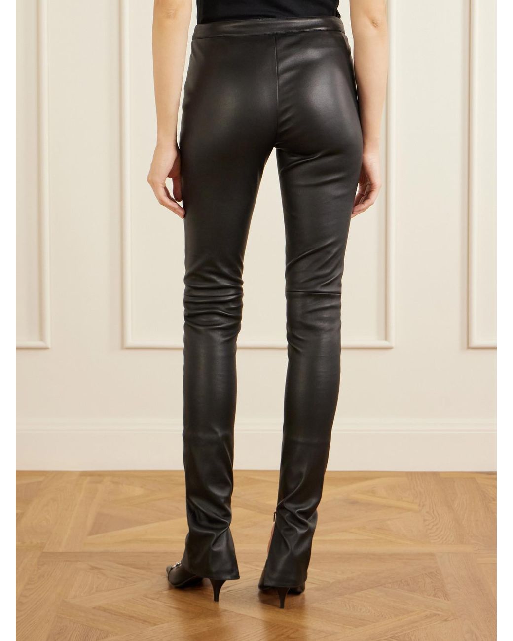 Gucci Black Leather Skinny Pants