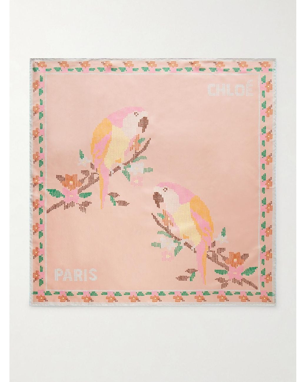 Chloé Pink Printed Silk Scarf