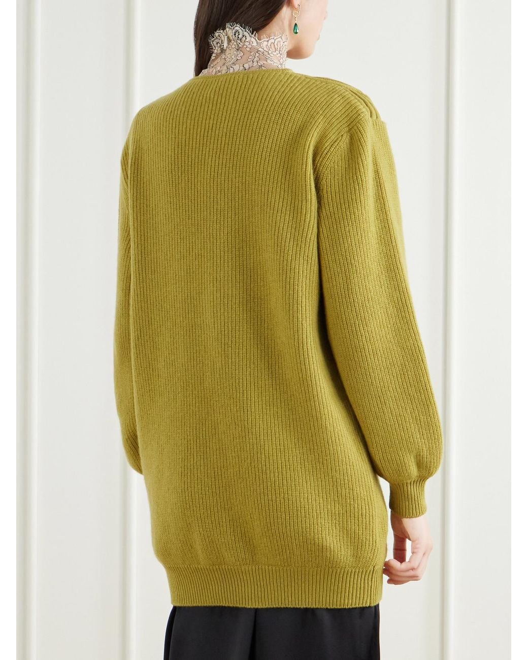 Valentino Garavani Yellow Knotted Ribbed Wool Sweater