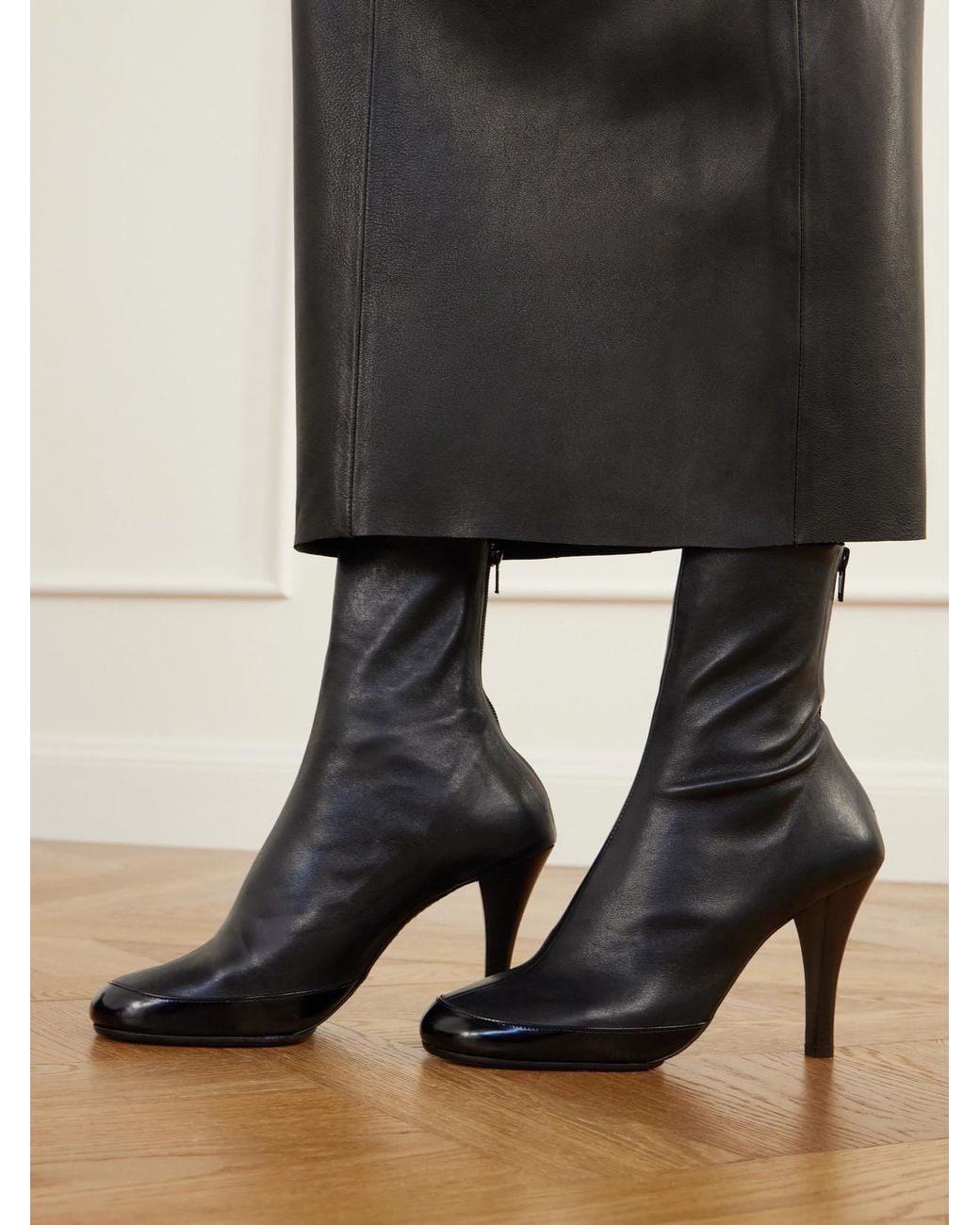 Jude Black Luna Stretch-Leather Ankle Boots