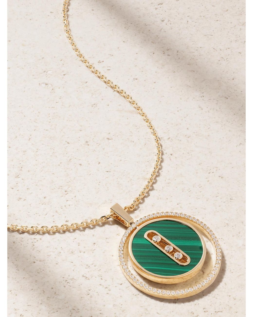 Messika Green Lucky Move 18-Karat, Malachite And Diamond Necklace