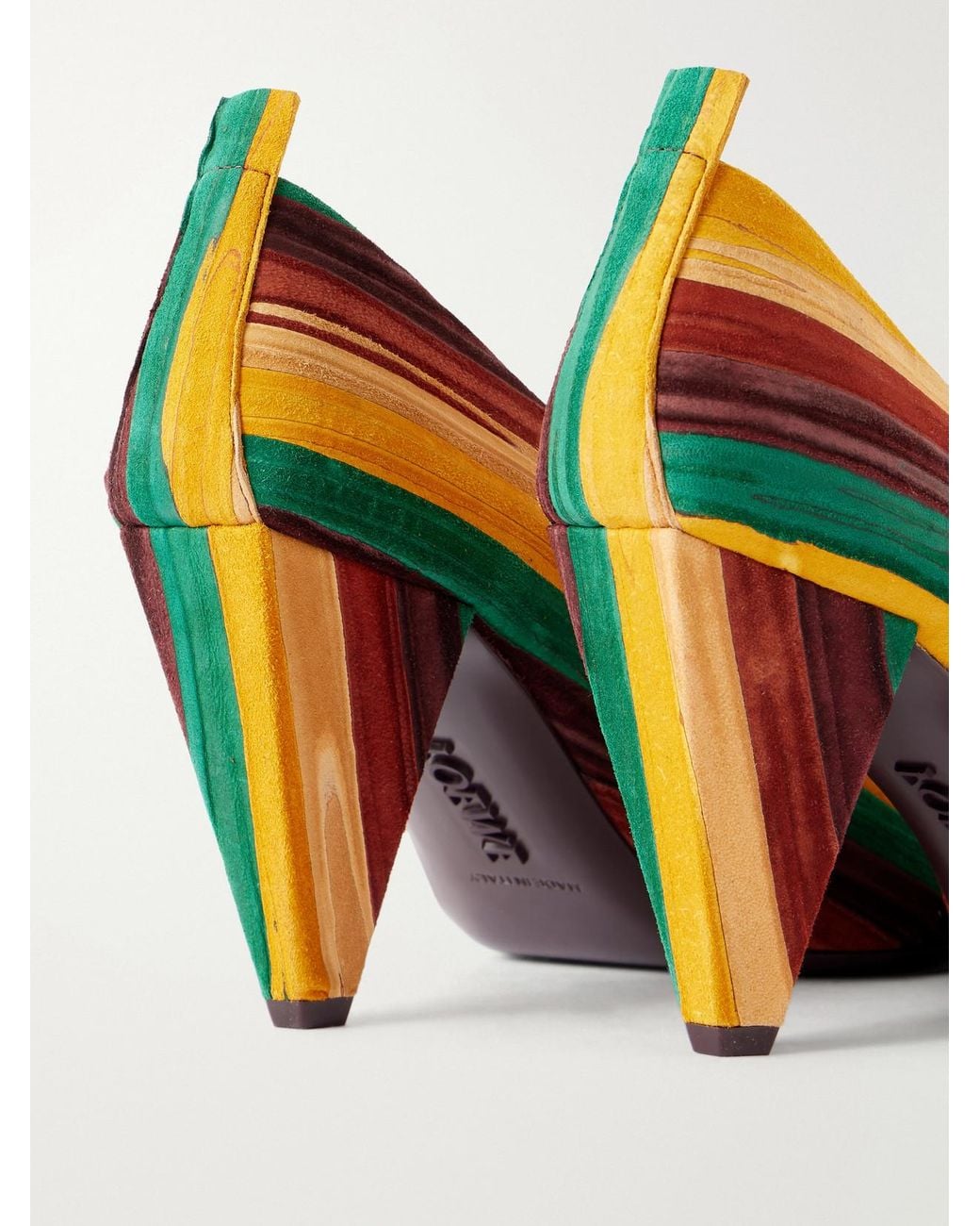 Loewe Multicolor Origami 85 Striped Suede Pumps