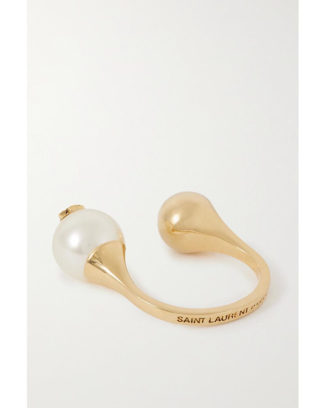 Saint Laurent Natural Cassandre-Tone Pearl-Like Ring