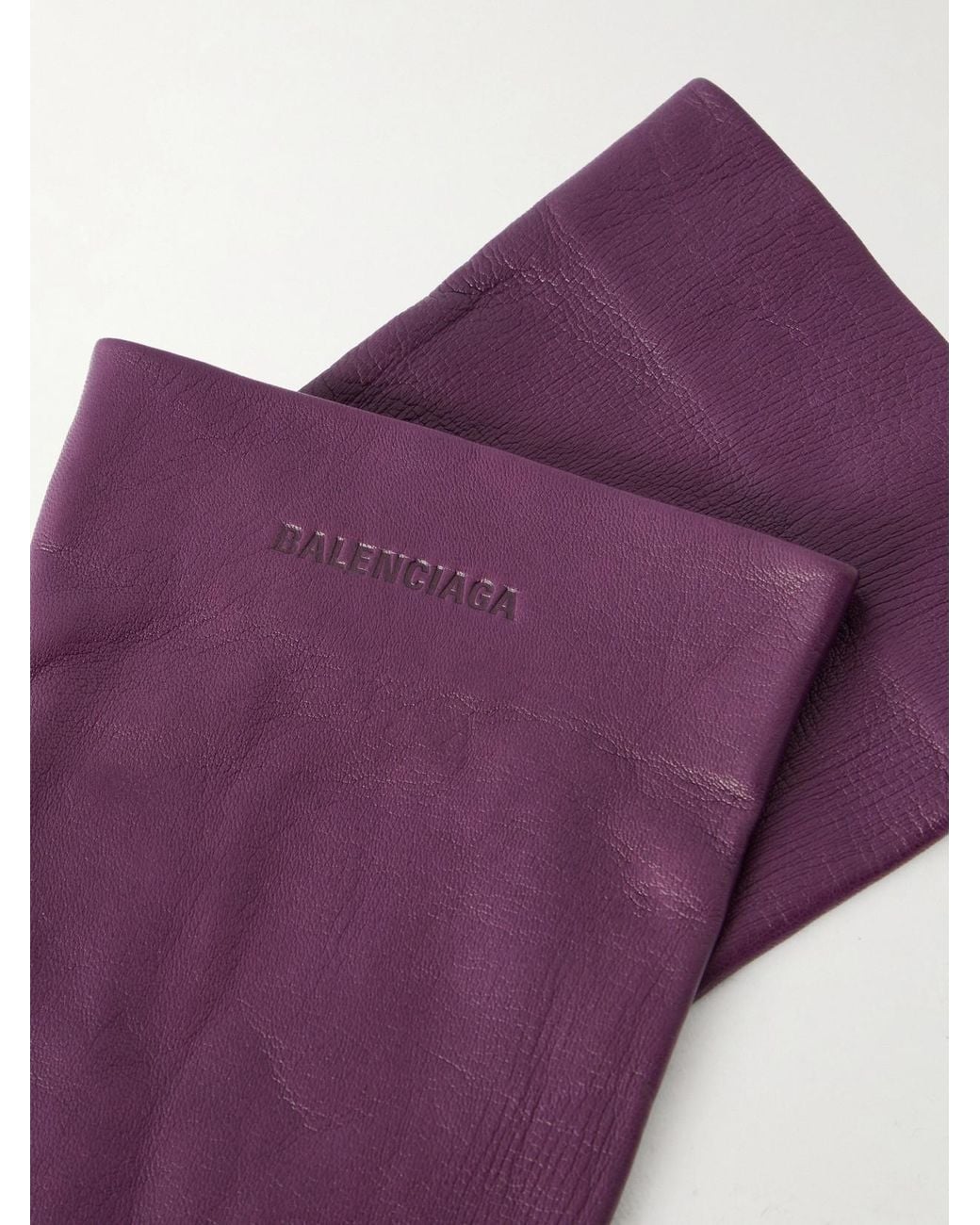 Balenciaga Purple Leather Gloves