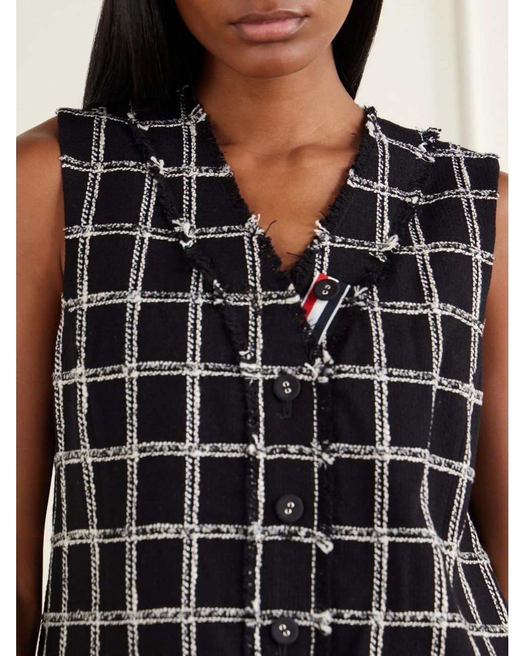 Thom Browne Black Houndstooth Wool-Blend Mini Dress