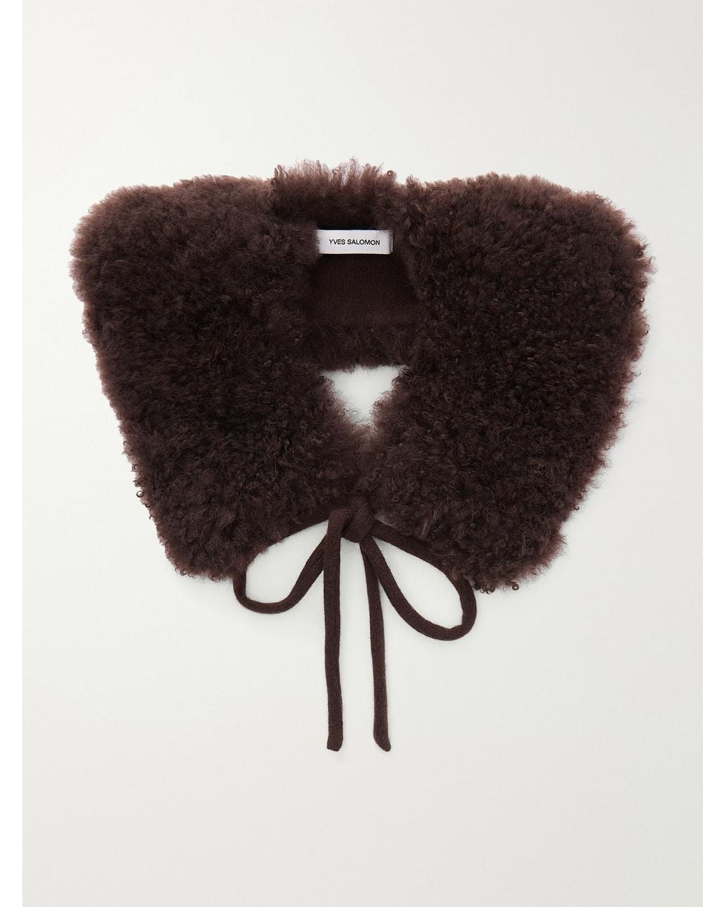 Yves Salomon Black Wool-Trimmed Shearling Collar