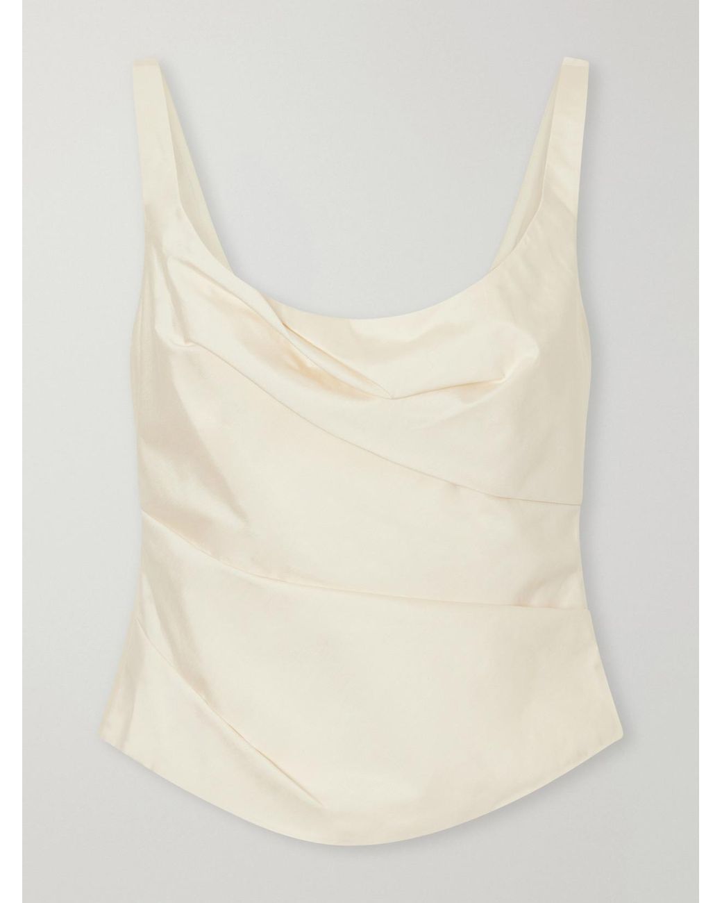 St. Agni Natural Draped Tussah Silk-Blend Bustier Top