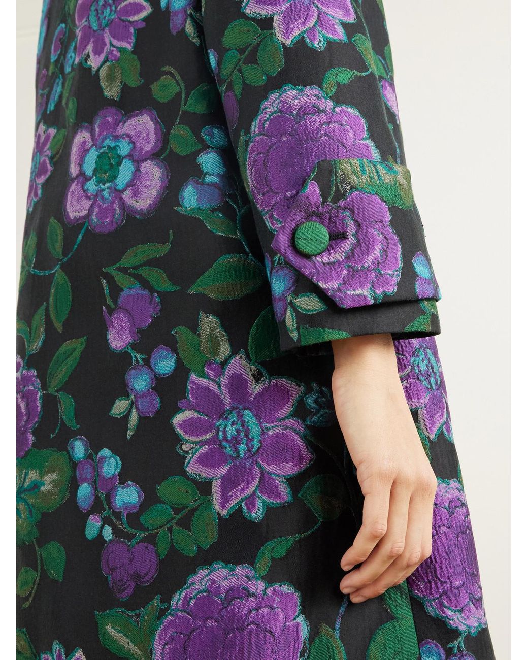 LaDoubleJ Green Precious Floral-Jacquard Coat