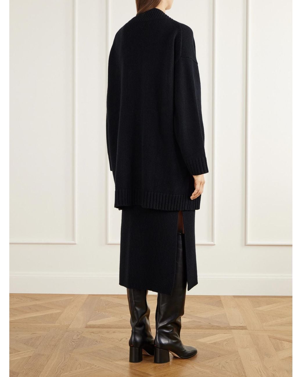 Allude Black Wool And Cashmere-Blend Cardigan