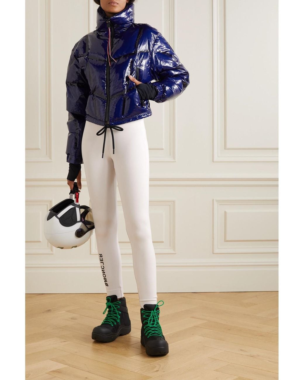 Moncler White Printed Stretch-Jersey Leggings