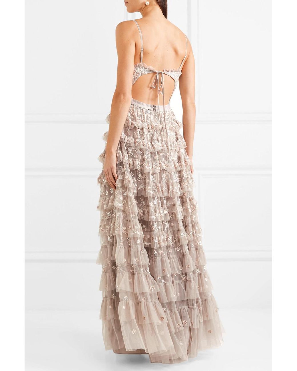 Marie Tiered Embellished Tulle Gown 