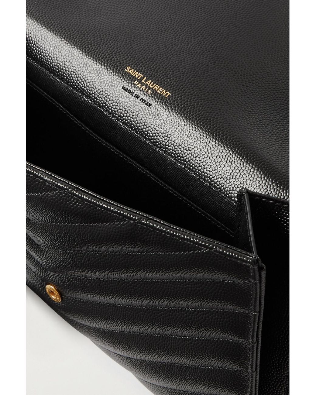 Saint Laurent Black Monogramme Quilted Textured-Leather Pouch