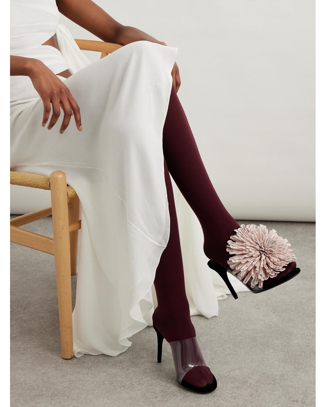 Alaïa Black Flower-Topped Pvc Mules