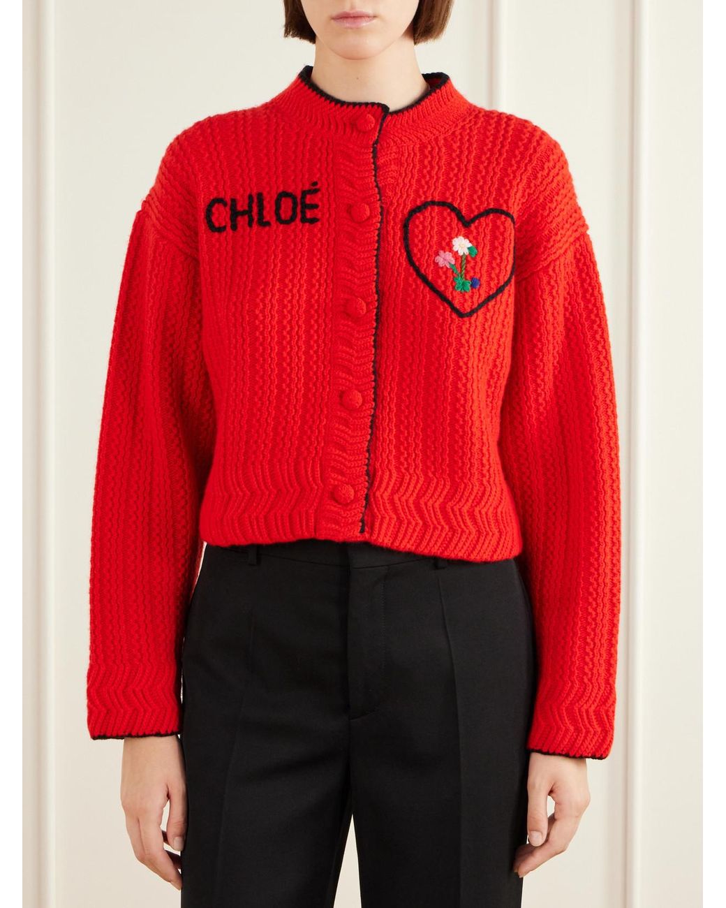Chloé Embroidered Wool And Cashmere-Blend Cardigan